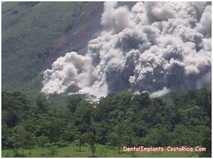 Smoke billowing out of a volcano in Costa Rica